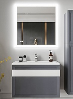 Бриклаер Мебель для ванной Берлин 80 оникс серый с белой ручкой